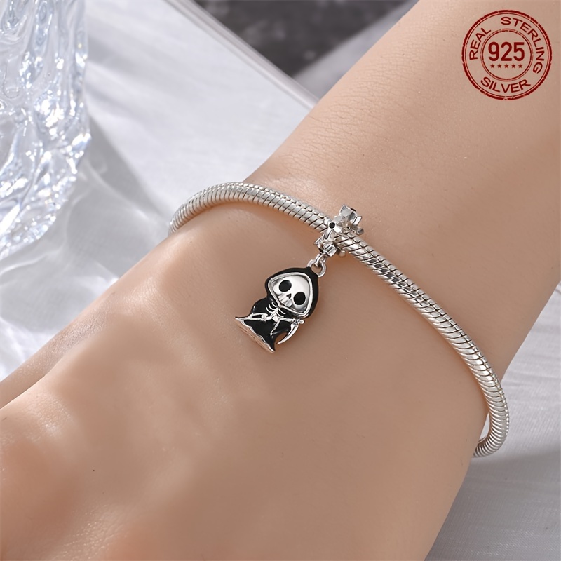 925 Sterling Silver Grim Reaper Charm Bead