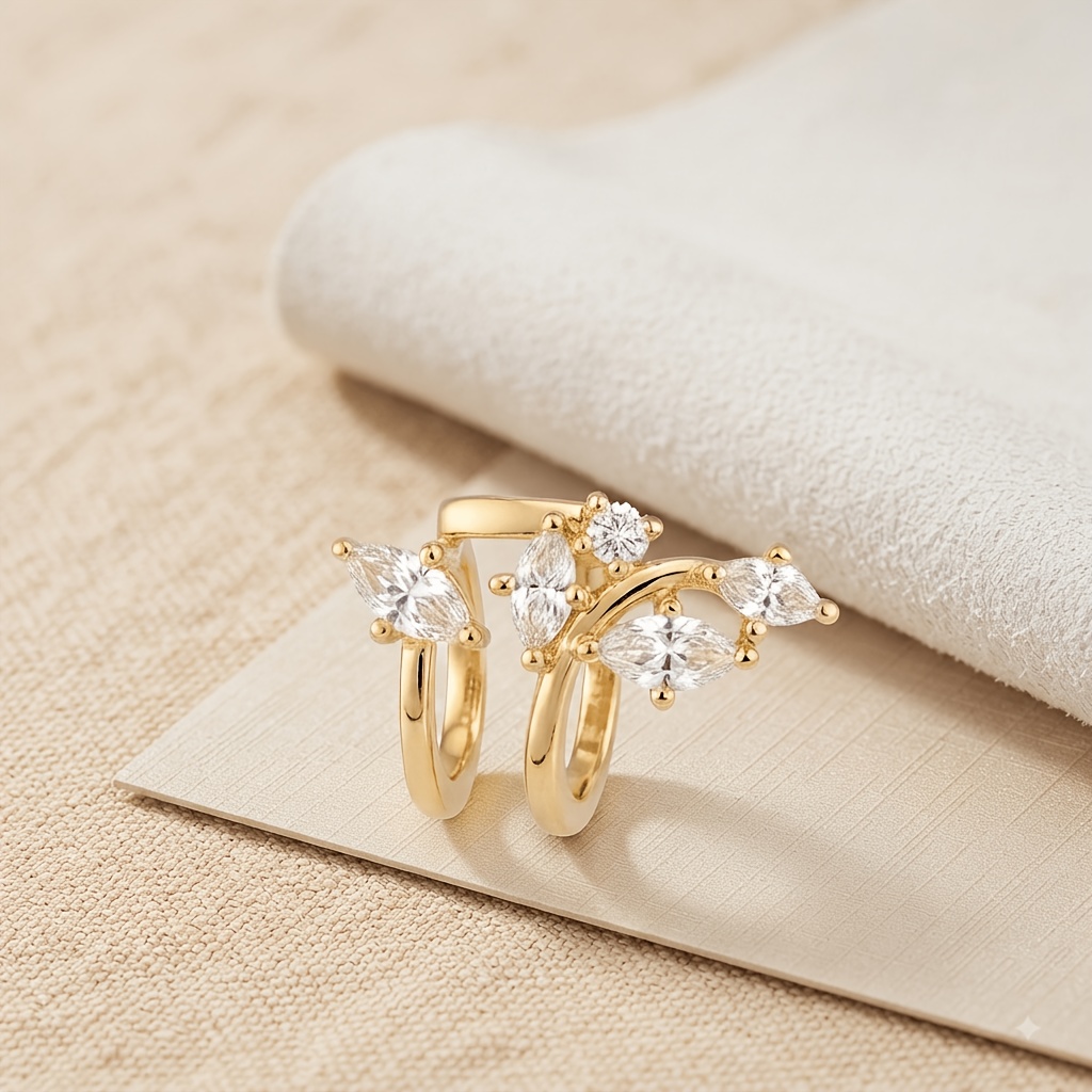 TEMU 1pc Elegant Shimmering Flower Clip, Copper Inlaid Synthetic Zirconia No-piercing Clip-on Earrings, Very Suitable For Women' Wear