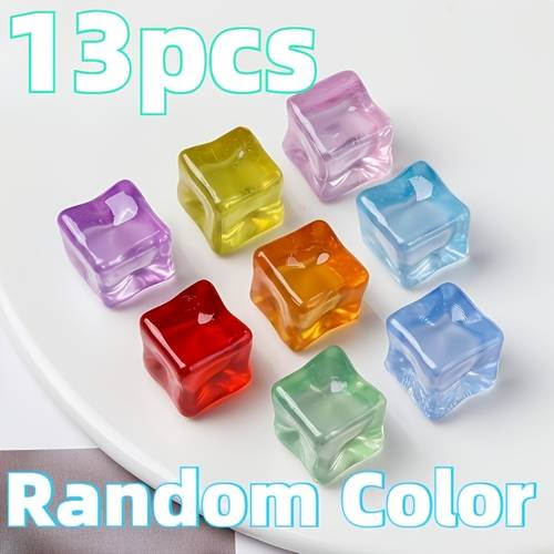 13pcs random colors luminous acrylic ice cubes luminous imitation stones reusable fluorescent decorative ice cubes suitable for home decoration parties photography props