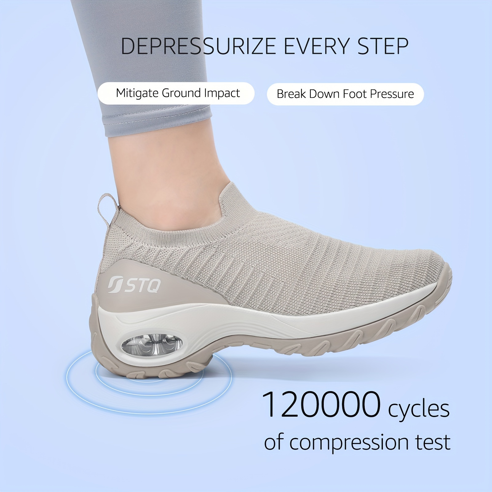 STQ Walking Shoes For Women With Arch Support, Slip Resistant Work Shoes, Comfort Slip On Sock Sneakers