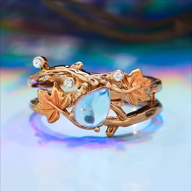 -border New Retro Vintage Maple Leaf Ring, High-end Light Anniversary Gift For Women