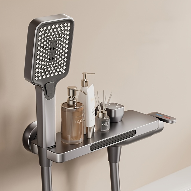 Wall-mounted Bathtub Faucet With A Waterfall Feature, Hand-held Shower Head, And A Single Handle For Hot And Cold Water Mixing