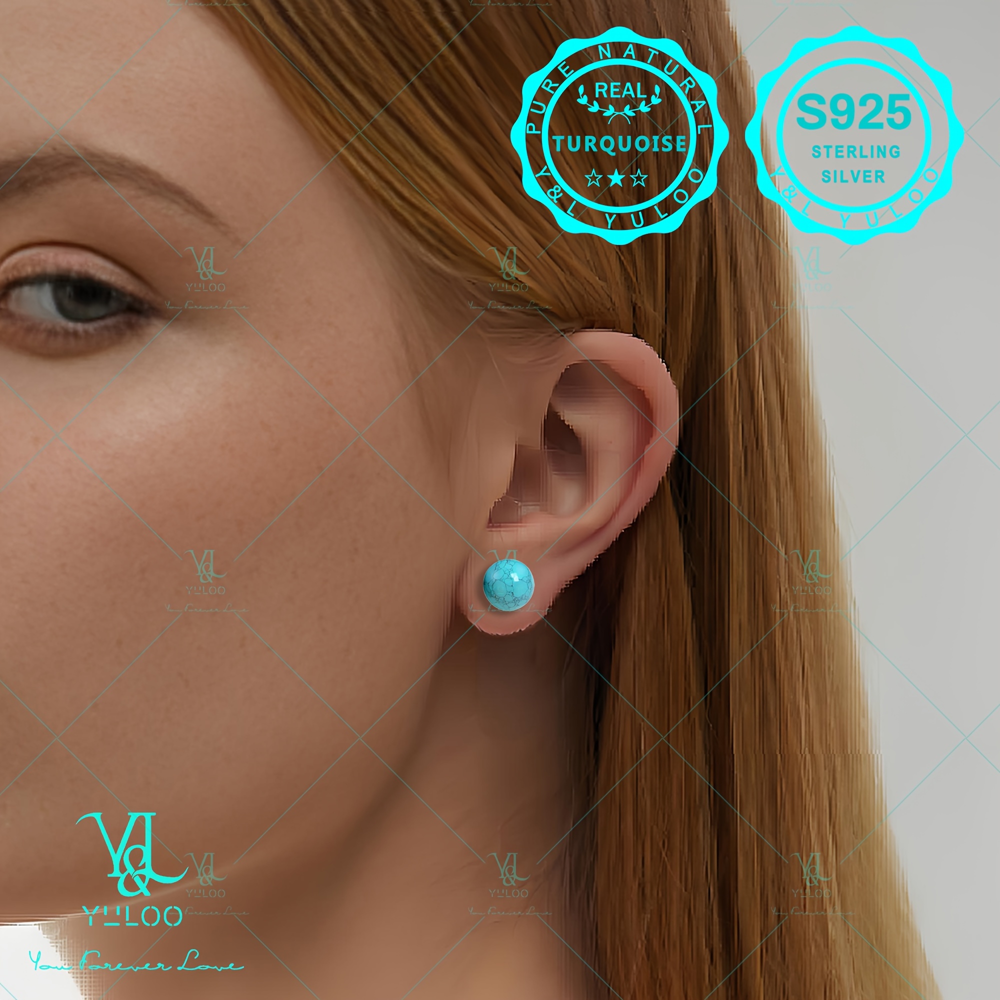 Turquoise Stud Earrings For Women, S925 Sterling Silver Hypoallergenic, Ladies' Turquoise Jewelry, Fashion Gifts For Valentine's Day, Mother's Day, Anniversaries And Birthdays