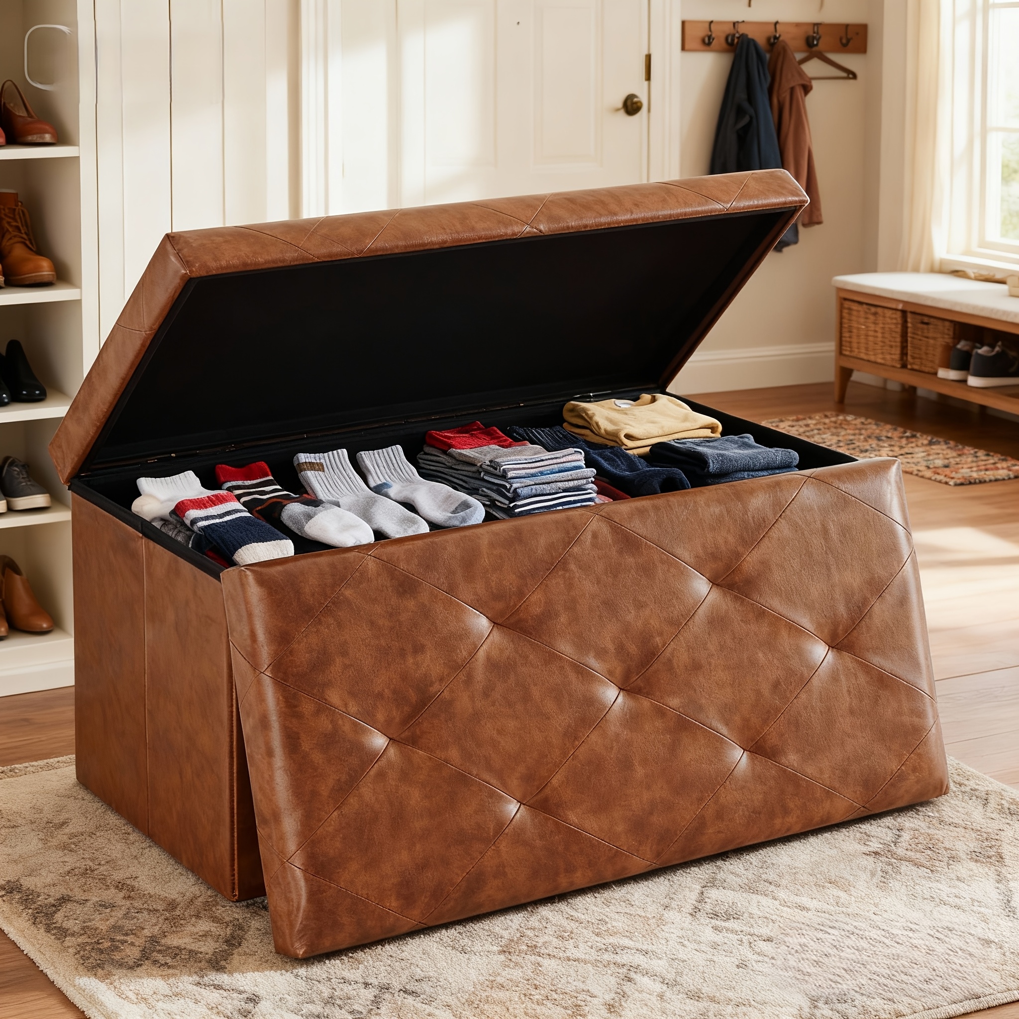 Multi-Functional Ottoman with Storage Bench