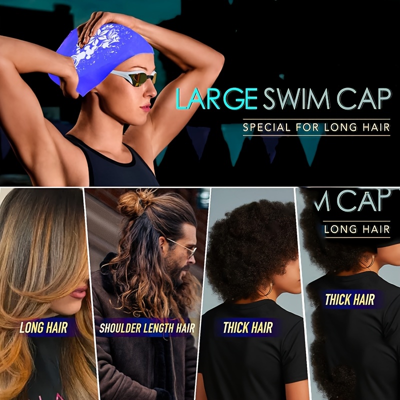 swimming cap for long hair by large silicone swim cap for women men and     for long hair Product details 6