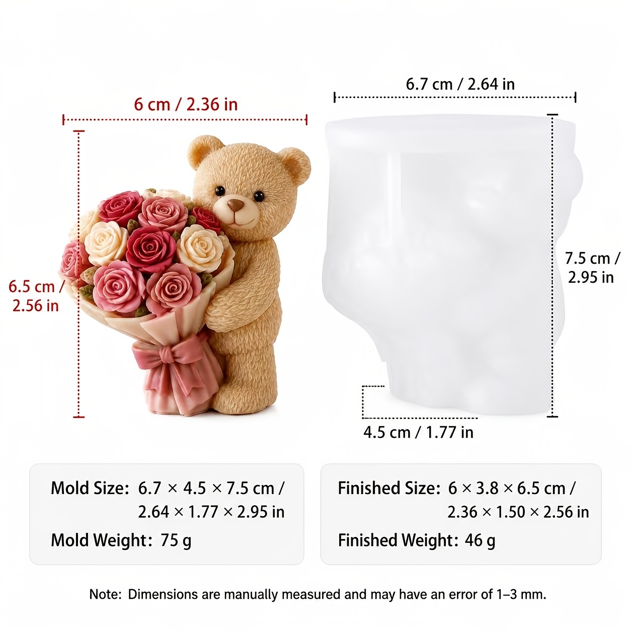 TEMU Moule 3D en Peluche pour Bougie et Savon, Convient pour Bougies Parfumées à la Soja DIY, Artisanat en Résine Époxy - Moule en d' avec , Cadre