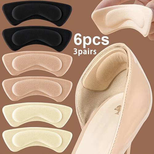 6pcs thickened cushioning insoles non slip shock absorbing foam suitable for high heels boots and formal shoes black and beige reliable durable material non slip premium foam
