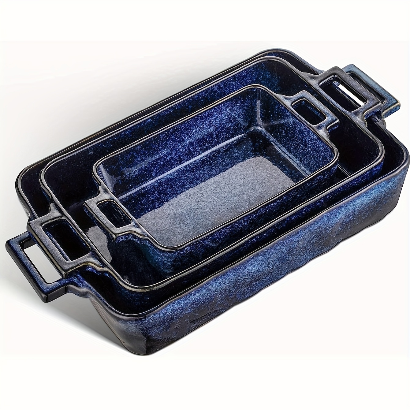 

Set, Porcelain Rectangular Pans Casserole Dish Set For Baking, Cooking, Kitchen, Cake Dinner, Banquet And Daily Use, 3 Pcs, 15 X 8.5 Inches (blue)