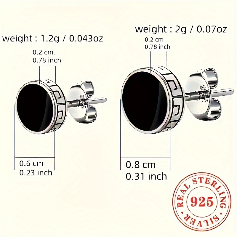 Women's S925 Silvery Stud Earrings, Enamel Design