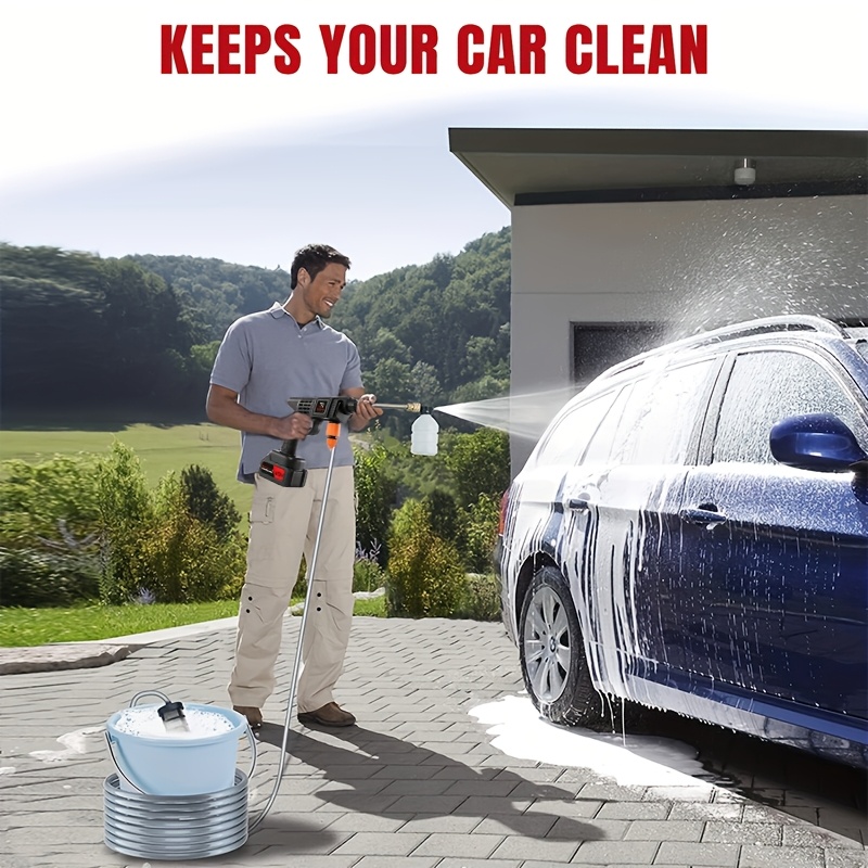 TEMU Multifunctional Cordless Pressure Washer, Portable Wireless High Pressure Electric Car Washer, Foam Cannon Car Wash Tools, High Pressure Car