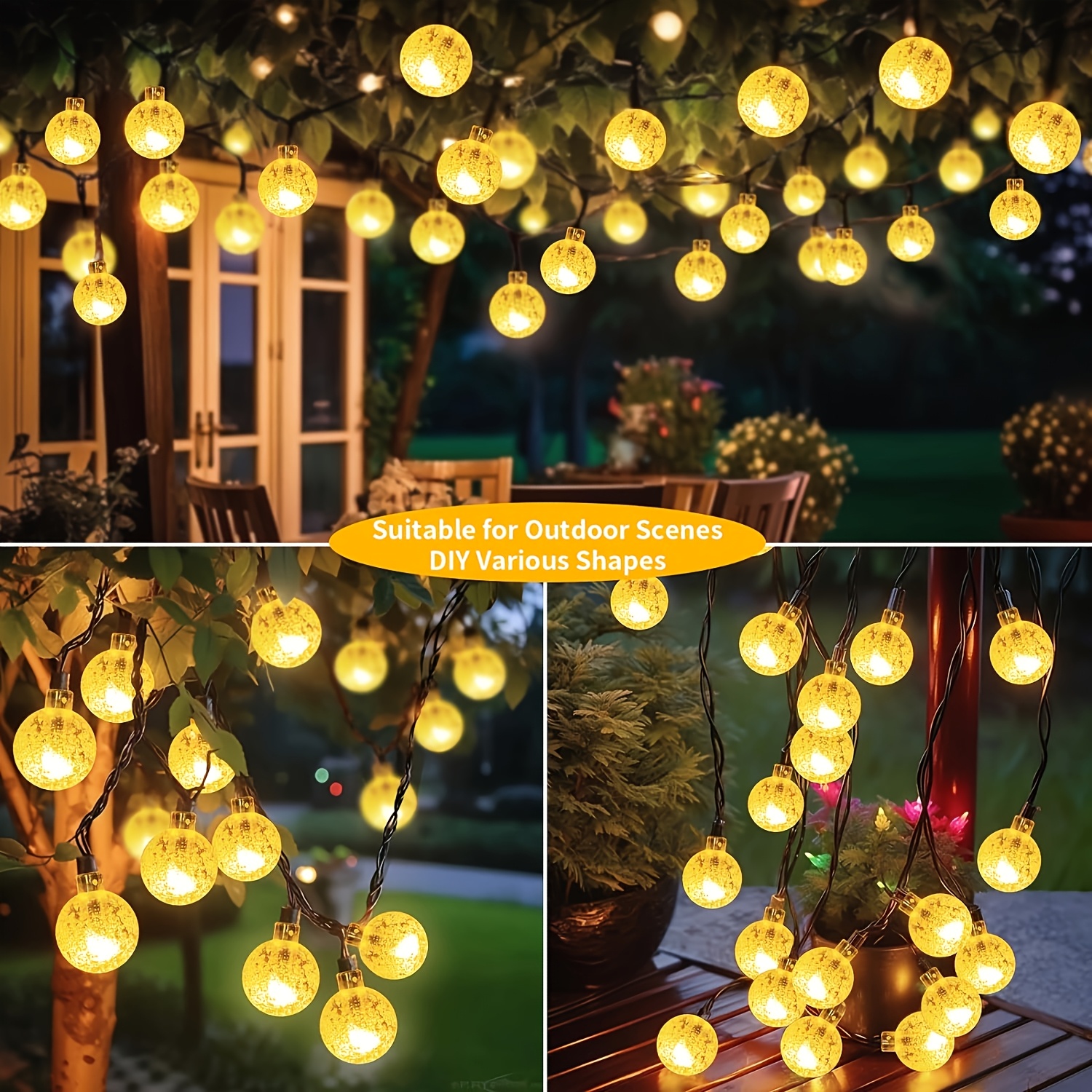 1 set of 20 50 led solar outdoor crystal ball string lights solar holiday fairy lights bubble ball lights garden christmas and halloween decoration lights details 15