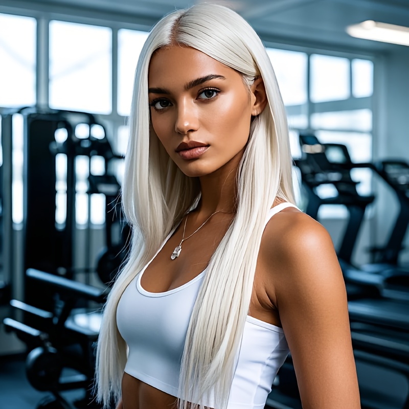 TEMU 28-inch Wigs Designed For Women With Straight Hair, Featuring White Styles That Are Trendy And Comfortable, Wear, Role-playing, And Fashion Styling