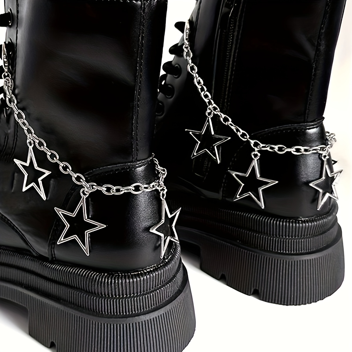 

2pcs Hollow Star Pendant Shoe Chain Personalized Y2k And Shoes Accessories