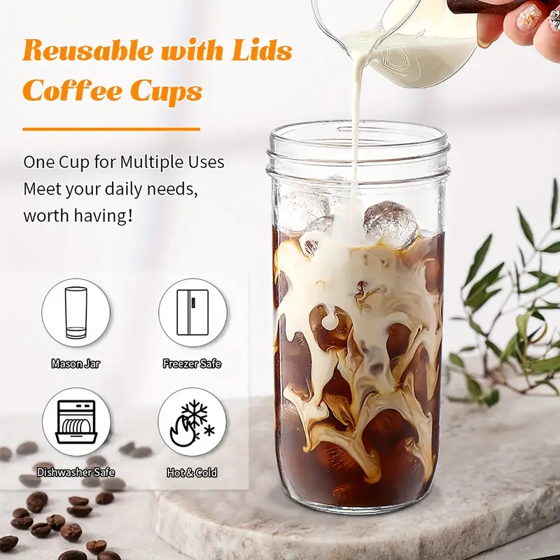 8pcs 4 cups 4 lids novelty tableware with double lid design and glass straws suitable for yogurt tea milk iced coffee salad as birthday gifts for wives and mothers with straw cleaning brush included Product details 5