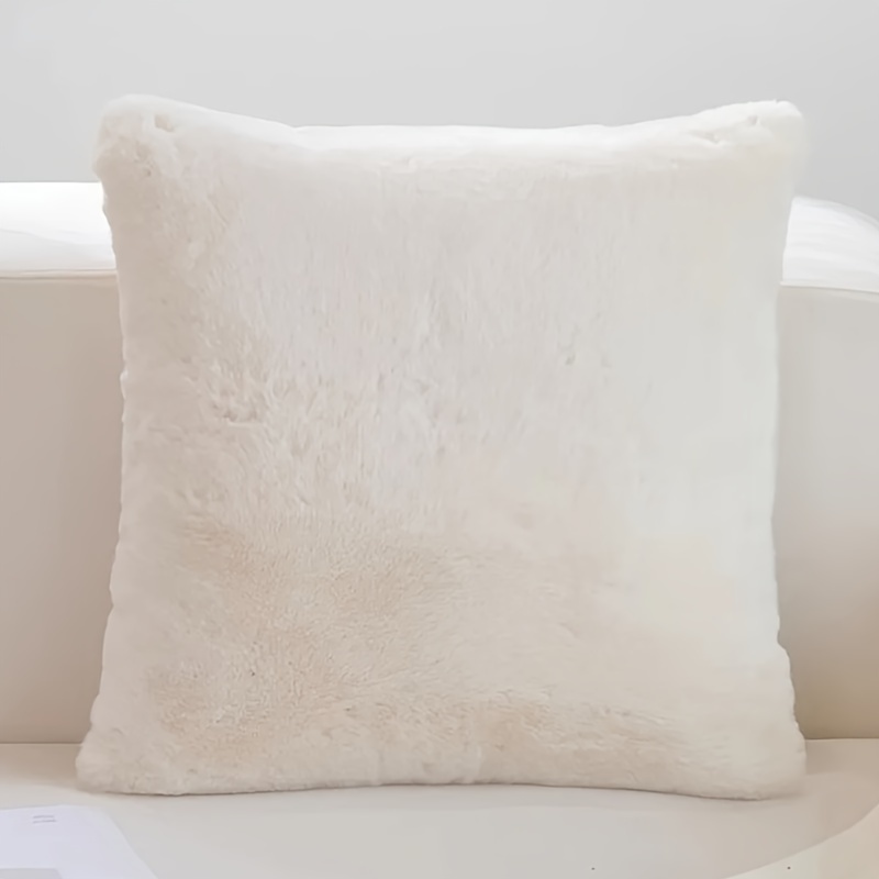 Luxury Faux Rabbit Fur Throw Pillow Cover - Ultra Soft, Warm Plush Cushion Case For Sofa, Bedroom, Car - Versatile Home Decor With Zipper Closure