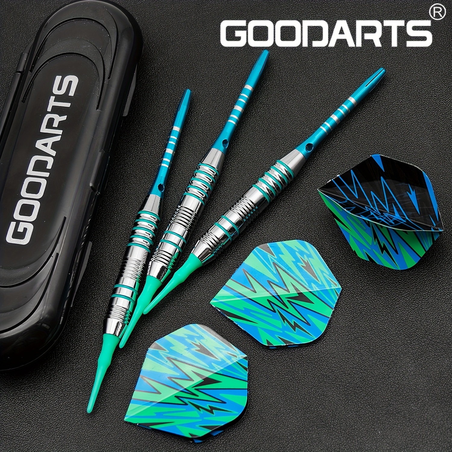 E-shop GOODARTS Weißer 21g Soft-Tip Elektronische Darts-Set mit Schutzetui – Langlebiges PET/Eisen/Aluminiumlegierung – Inklusive tragbarer
