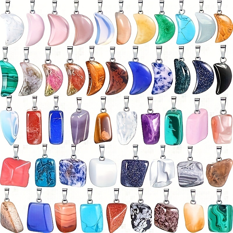 

40pcs Stone Pendants Set - Unique Irregular & -shaped For Making, Bracelets, Necklaces,