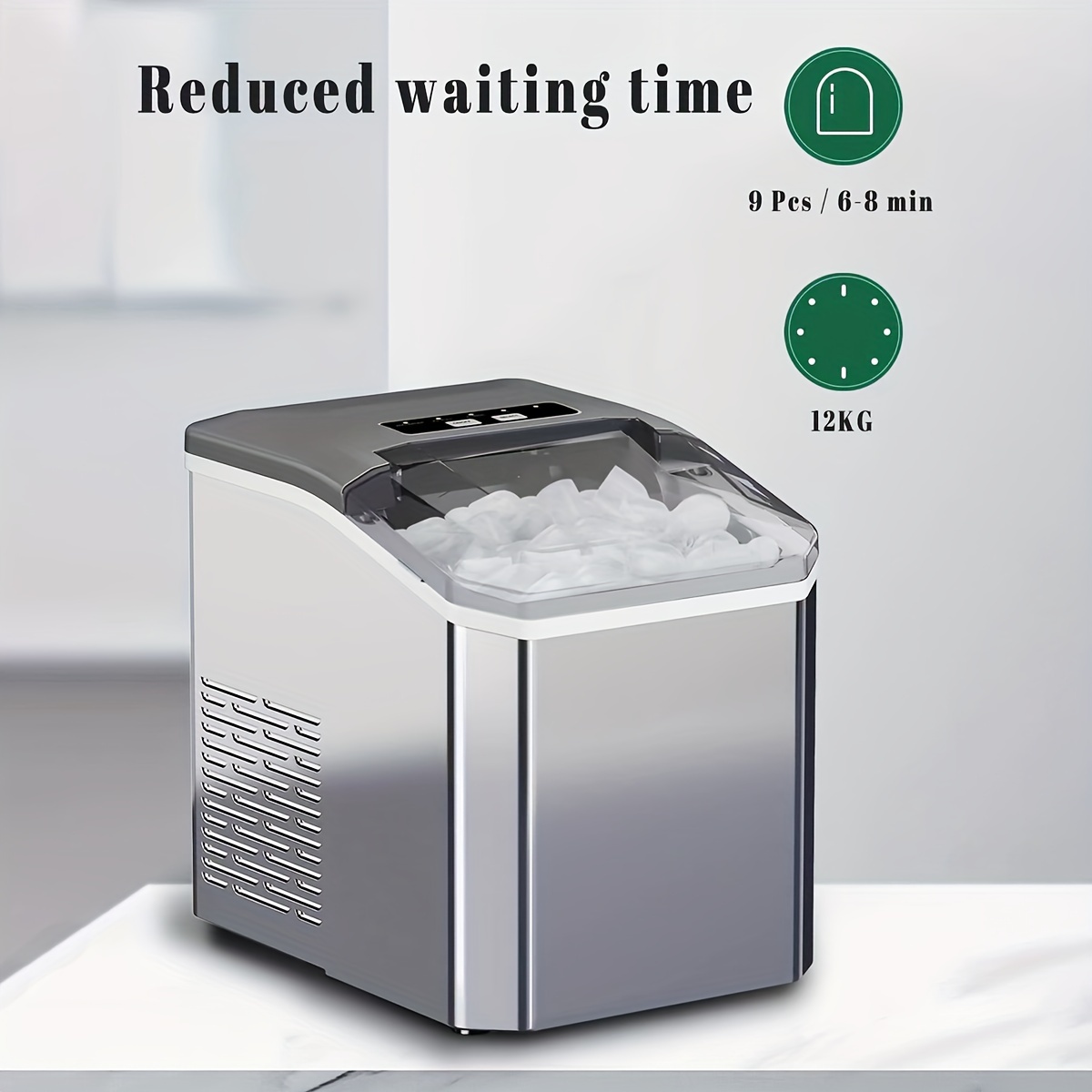 

Stainless Steel Ice Cube Maker Countertop - Produces 9 Pellet Ice Cubes In 6-, 26 Of Ice Cubes In , Compact And Portable, Self-cleaning Ice Cube Machine, Suitable For Home, Kitchen, Rv And Party