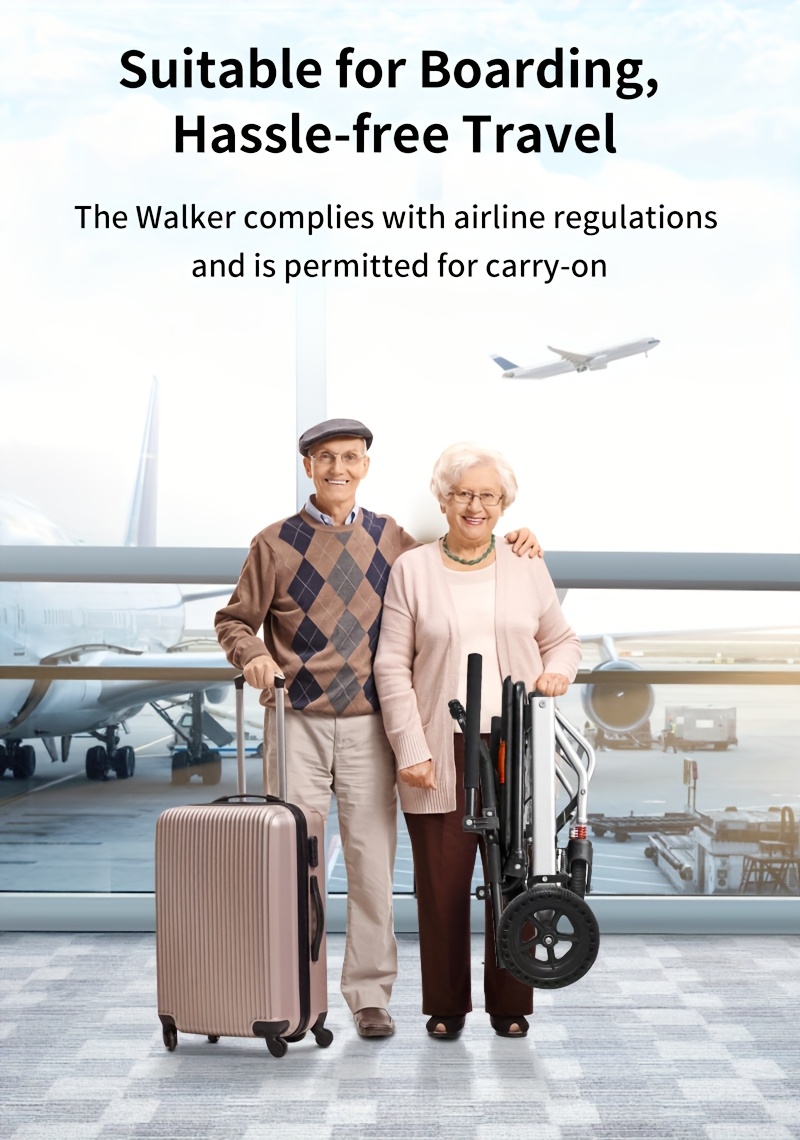 PERFCARE Lightweight Walker Aid - Compact, Easy-to-Carry Mobility Scooter with Seat & Pedals, 136.08 KG Capacity - Ideal for Travel, Parks, Grocery Shopping - No Assembly Required, Black & White, Senior Support|Easyaccessibility|Lightweight Scooter, Mobility Scooters for Seniors