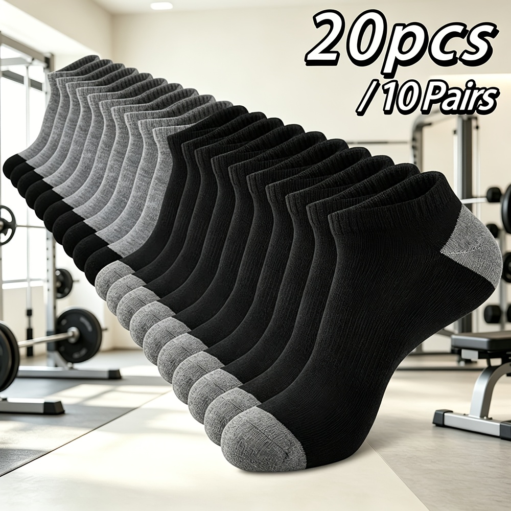 TEMU 10-pair Men's Sports Casual Socks, Spring Summer Comfortable And Breathable, Anti-slip Fitness Socks Running Socks, Suitable For Outdoor Hiking