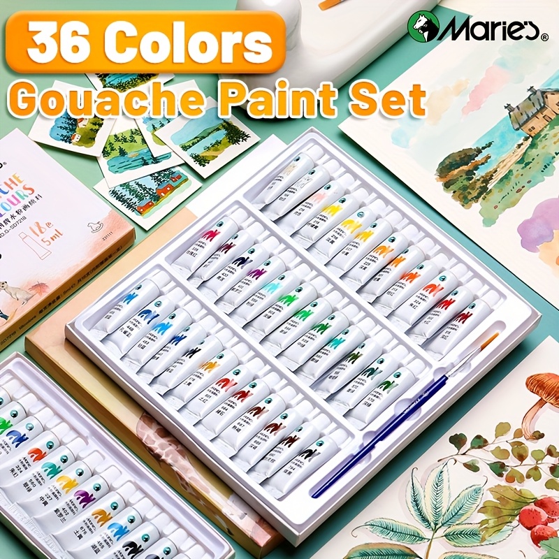 

Artist-grade Gouache Paint Set, 36 Vibrant Colors With Bonus Brush - Ideal For Paper, Cardboard, Canvas & Diy Crafts - Perfect Gift For Artists & Professionals (5ml Each Tube)