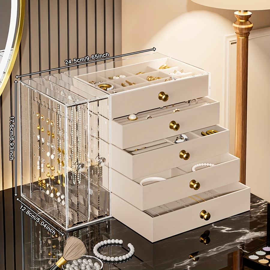 1pc elegant 8 tier transparent jewelry organizer box with fabric drawers large capacity stackable design for bracelets watches rings earrings necklaces versatile desktop storage solution jewelry box jewelry boxe jewelry boxes Product details 0