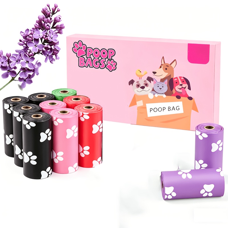 TEMU 165pcs 11 Rolls, Leak-proof Poop Bags, Assorted Colors - Thickened Pet Waste Bags, Cute Design, Sealed And Odor-proof, Easy To Clean,