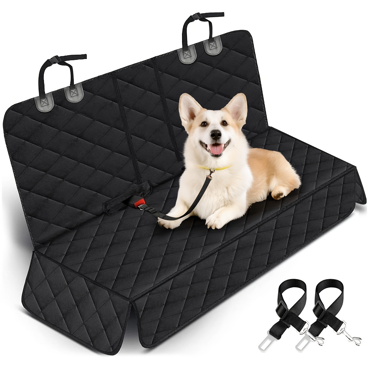 TEMU Nonslip Dog Car Rear Seat Cover, Back Seat Pet Protector, Waterproof Bench Car Seat Cover, Cover Fits Middle Armrest For Most Cars Trucks Suvs