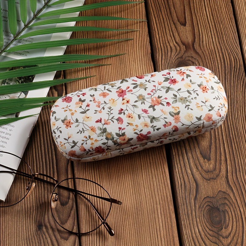 E88 Floral Vintage Glasses Case, Women's Anti-pressure Optical Fabric Glasses Storage Case