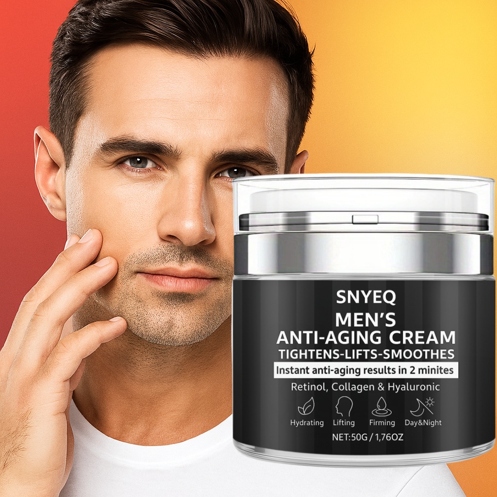 Image of Men's Cream, Instant Firming Cream, Retinol, Hyaluronic Acid, Collagen, Tightens And The Skin, , Moisturizes The Skin, And Makes Wrinkles . Skincare, Day And Night Cream-moisturizing Cream