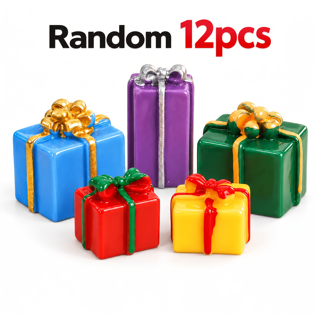 TEMU Adornos aleatorios de 12 cajas de regalo pequeñas de Navidad, decoraciones coloridas para cajas de regalo, suministros para fiestas de ,