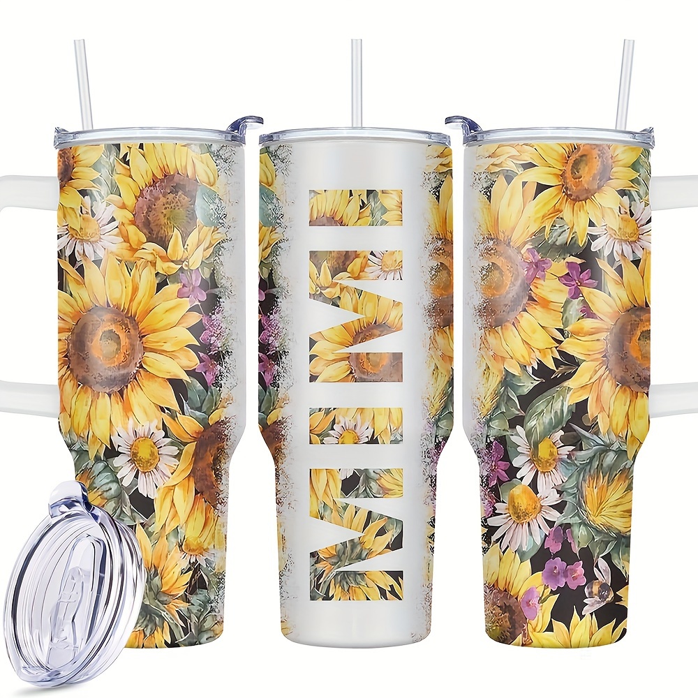 

Sunflower '' 40oz Stainless Steel - Double Wall Vacuum Insulated Travel Mug, Perfect Gift For Women, Mom, Sisters, Teachers, Coworkers - Hand Wash Only