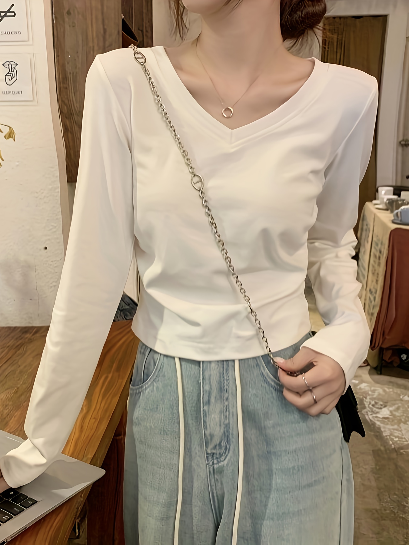 Eyelet Cold Shoulder T shirt Casual Long Sleeve Top Spring - Temu