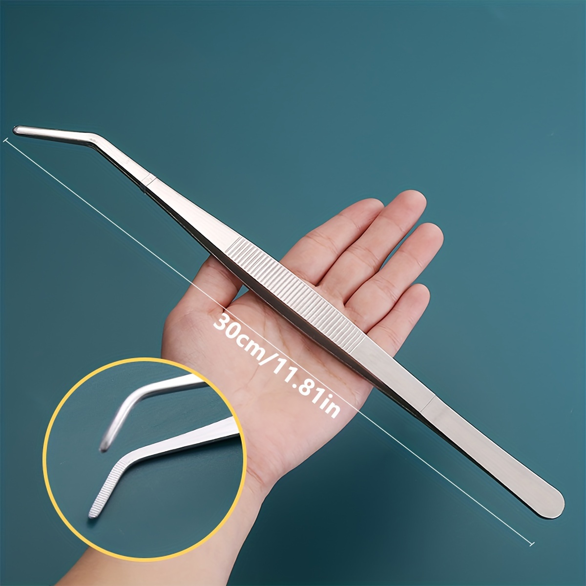 Multi-functional Stainless Steel Tweezers, Long Durable Clip For Pet Feeding, Outdoor Bonsai, Repair, Bbq, Making, Aquarium Cleaning