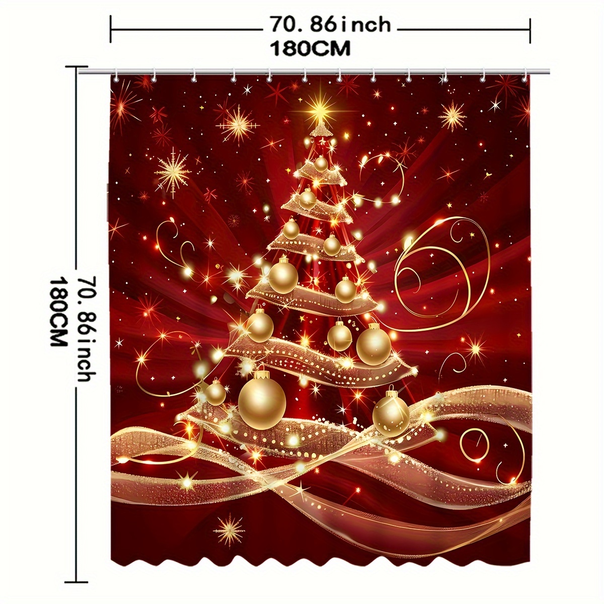 TEMU 1pc Christmas Holiday Bathroom And , And , Includes 12 Plastic , 180cm*180cm