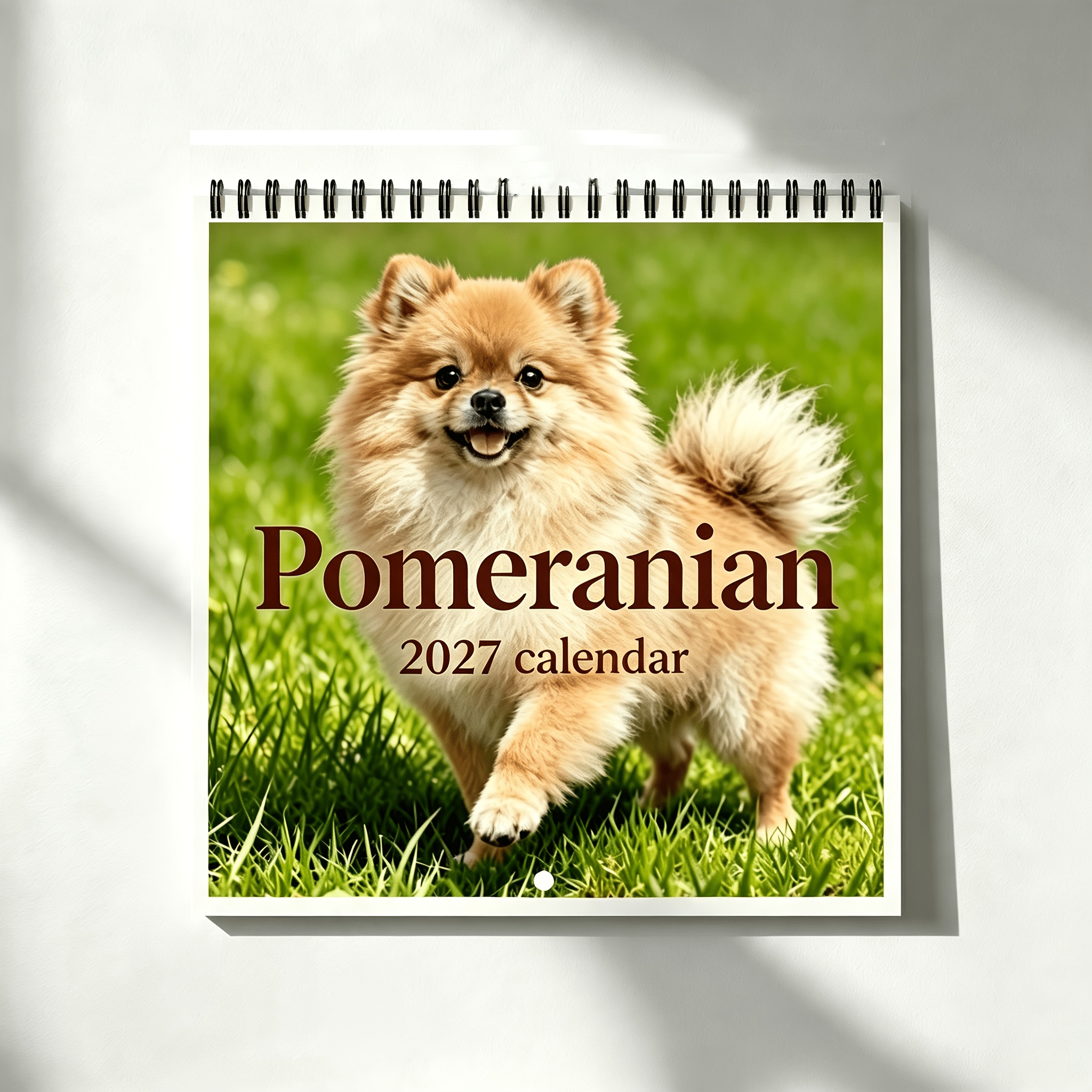 TEMU (december Thickened Coated Paper, Spiral Double-sided Printing) 12-month Wall Calendar 1pc Pomeranian 2027 Planner Wall Calendar, Cute Funny