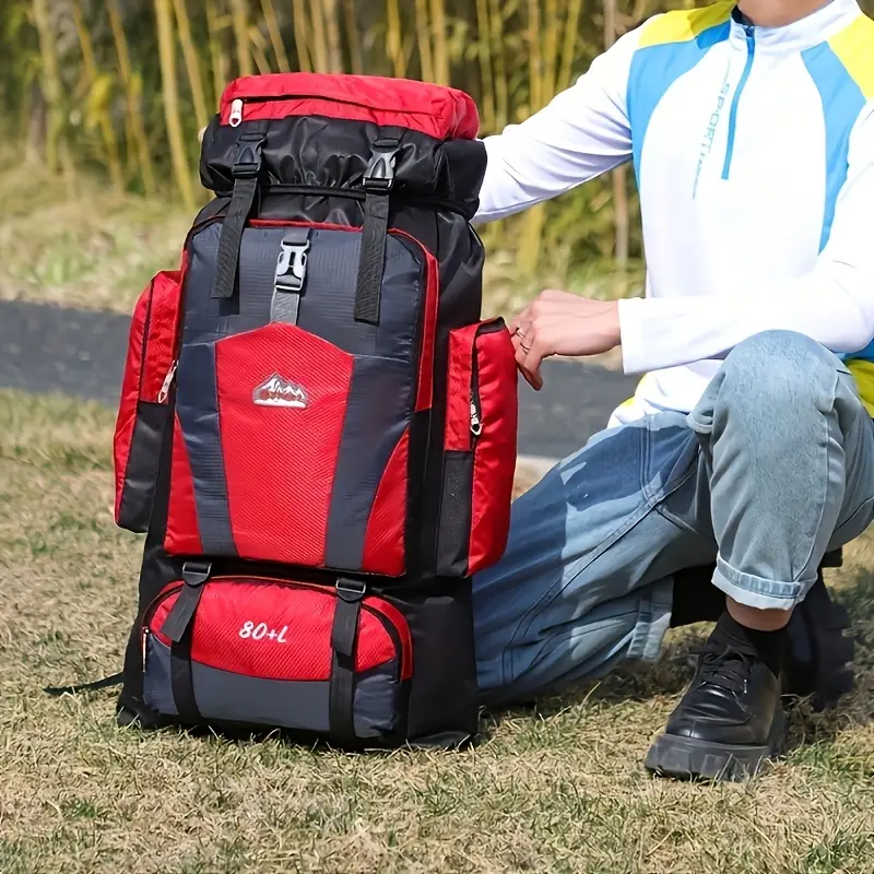 80l large capacity multi pocket load reducing hiking travel - Temu 80l large capacity multi pocket load reducing hiking travel - Temu