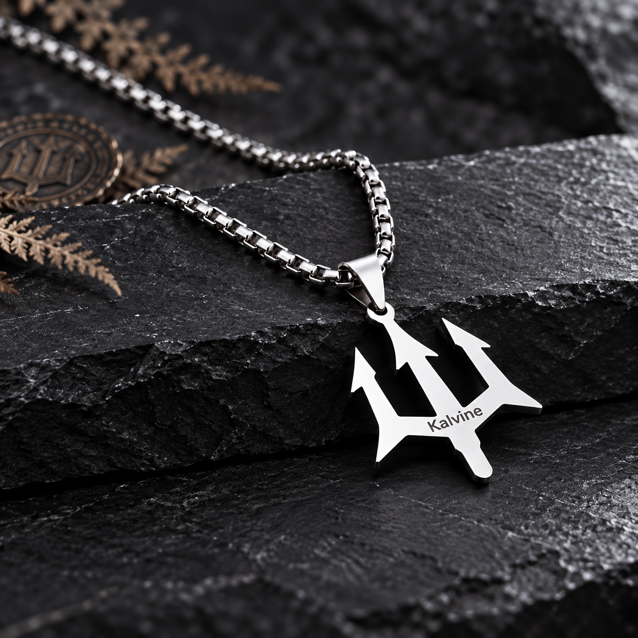 Personalized Custom Trident Pendant Necklace, Unique Gift