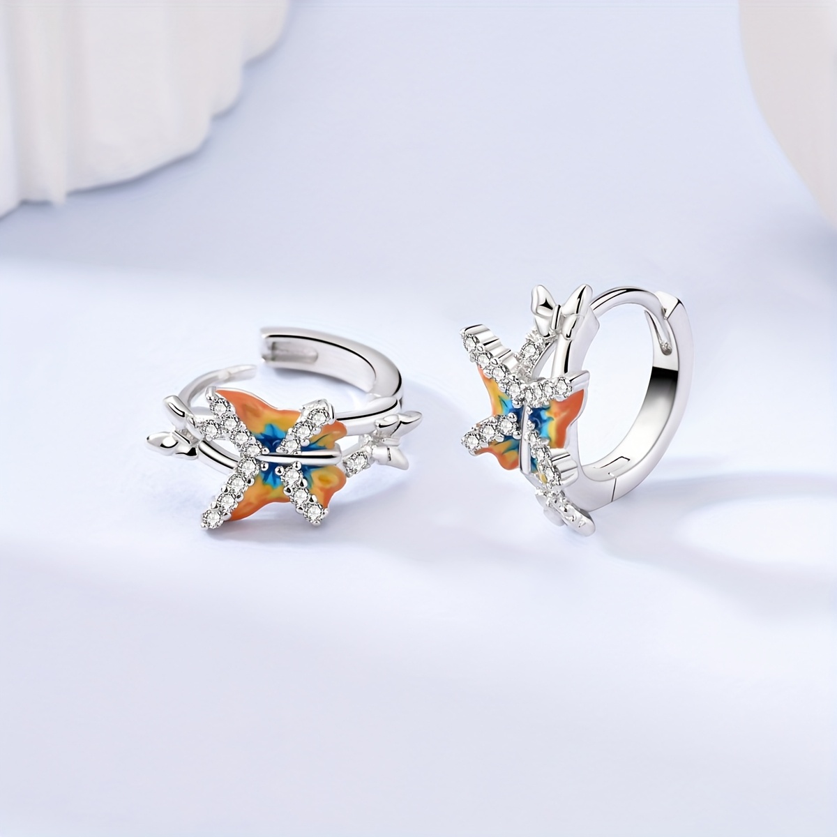Sparkling Butterfly Hoop Earrings for Anniversary, Wedding Gifts