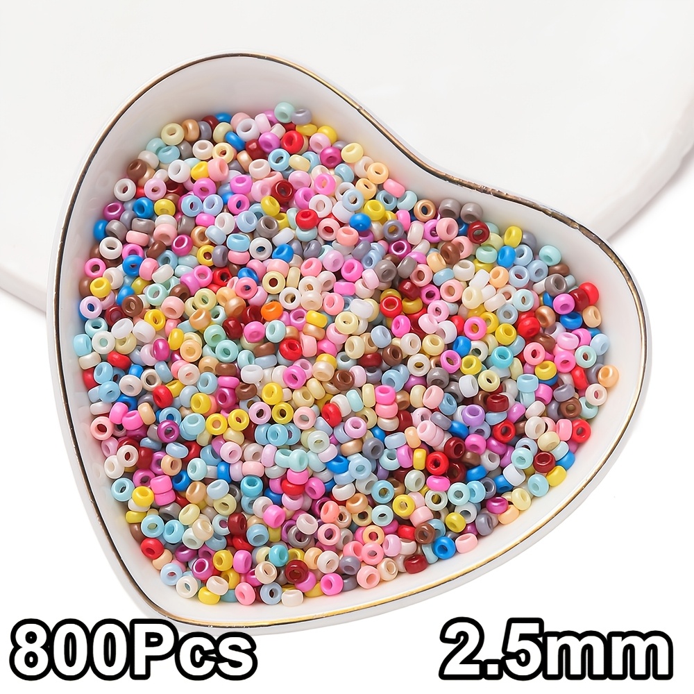 800pcs 2.5mm Multicolor Solid Color Glass Seed Beads