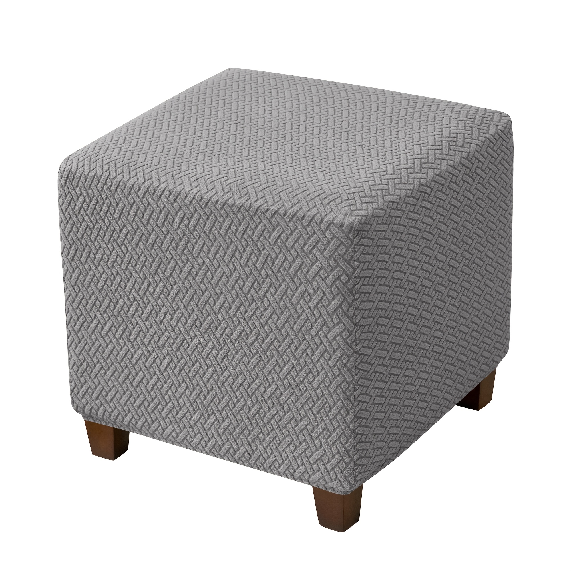 E-shop Elastischer, T-förmiger, quadratische Jacquard-Hockerbezug | Nylon-Polyester-Cord, Maschinenwäsche, Gummibandverschluss