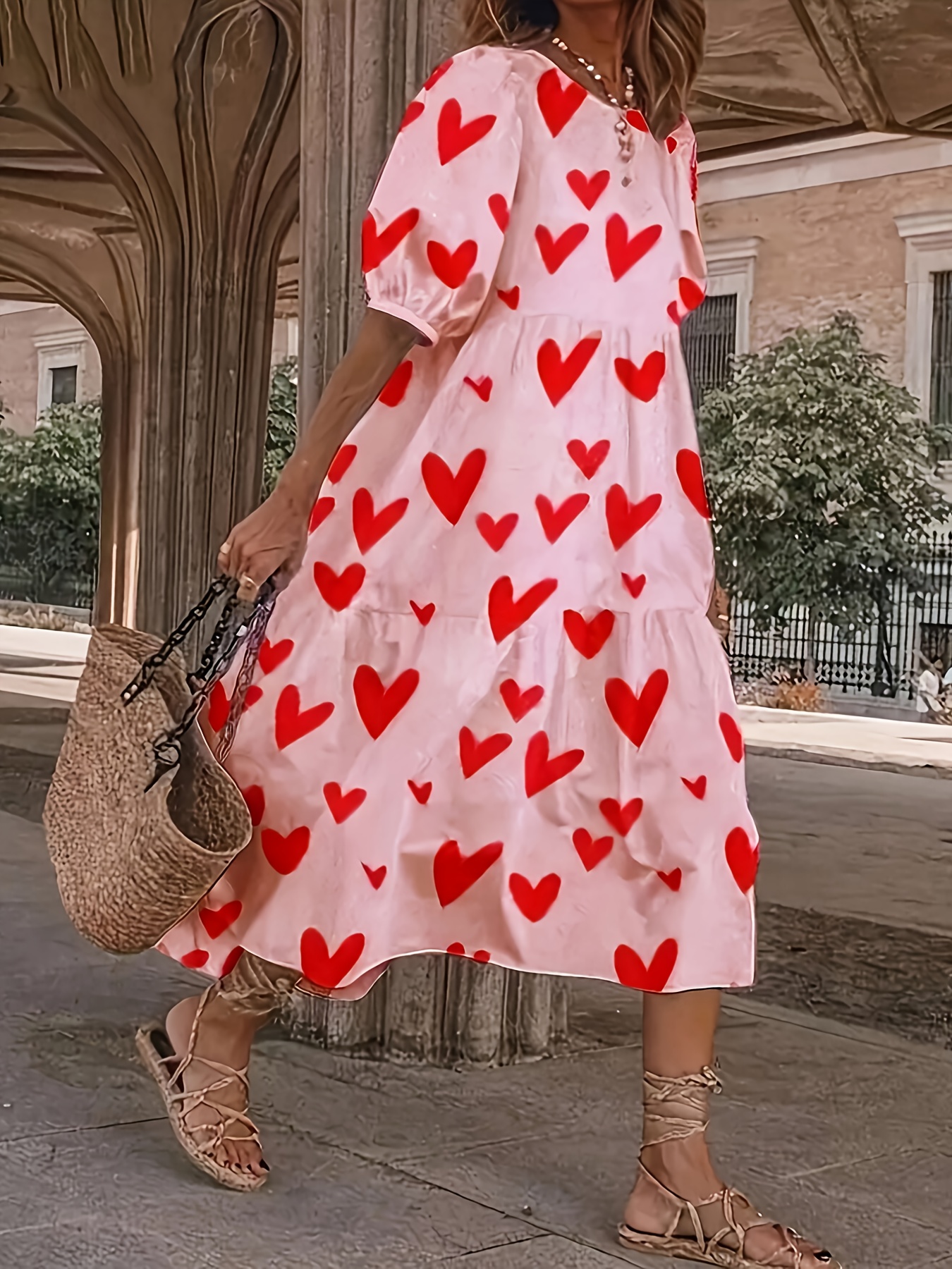 red heart print dress Found Love Red Heart Print Dress