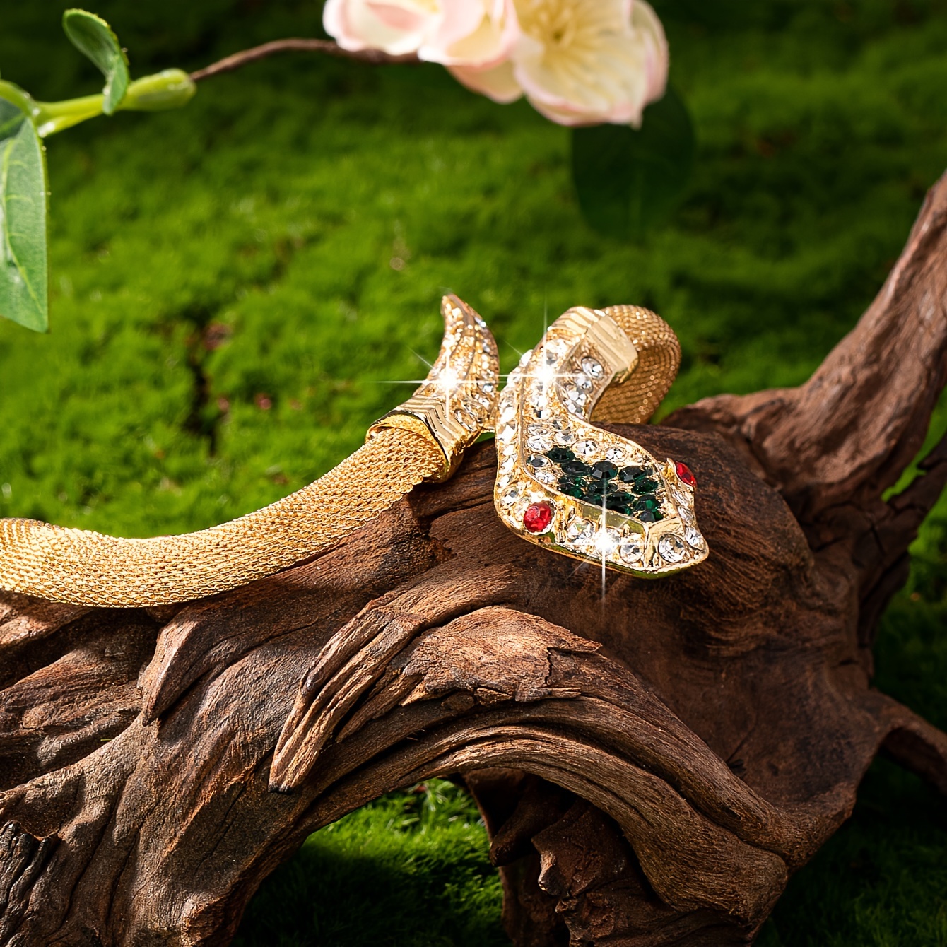 Rhinestone Encrusted Snake Bracelet, Versatile Zinc Alloy