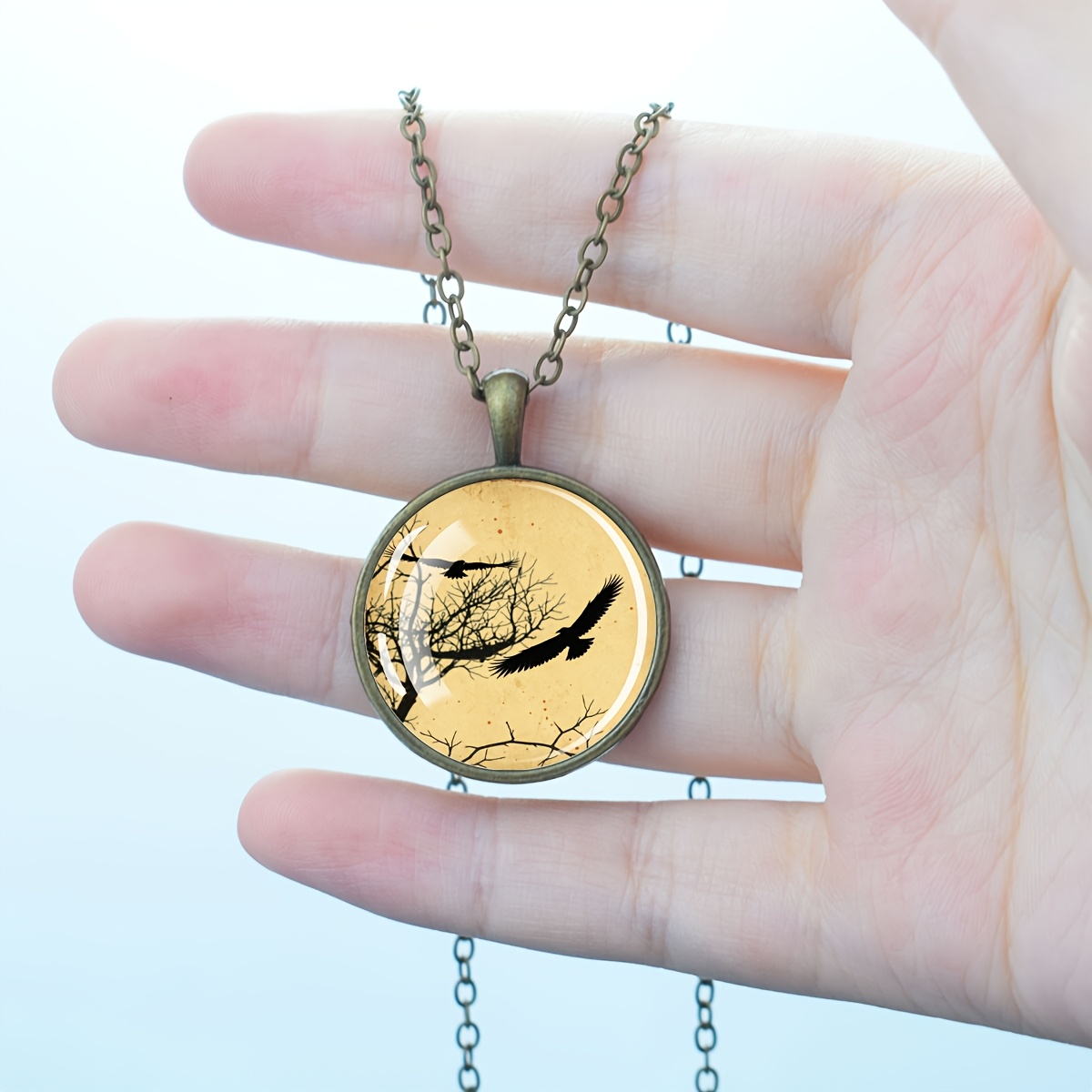 Women's Birds in Flight Bare Tree Branches Necklace, Gift