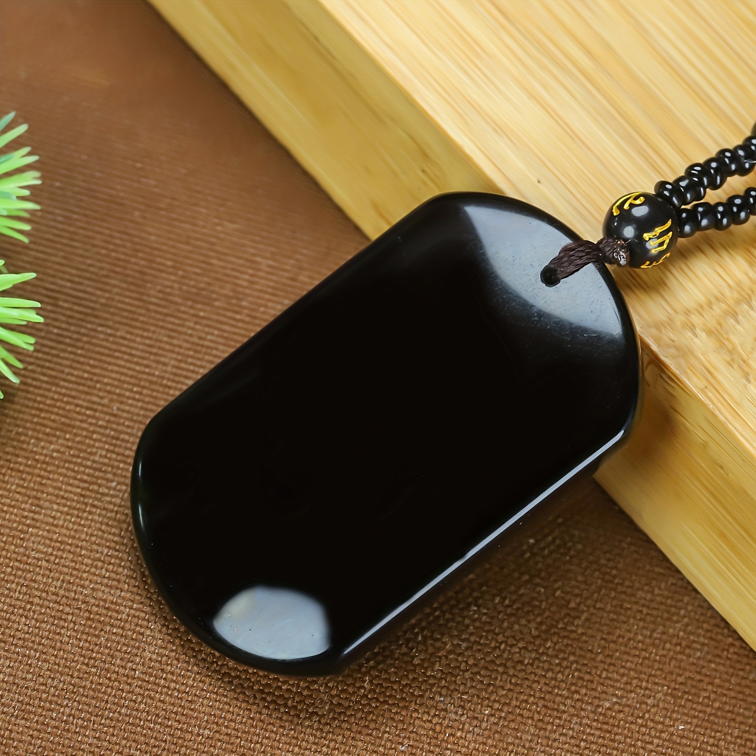

Elegant Natural Black Obsidian Pendant Necklace, Unisex Simple No-plating Charm Jewelry Gift