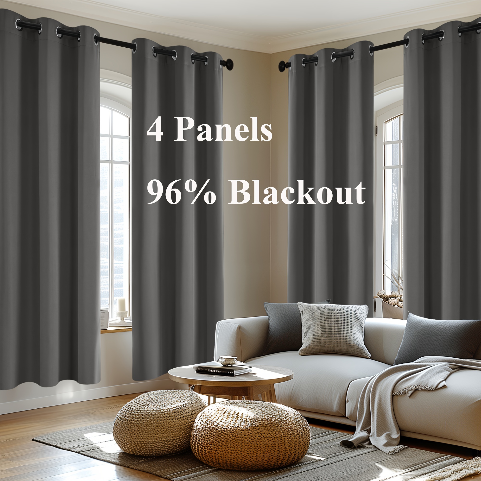 Temu – TEMU 4-panel Blackout Curtains, Thermal Insulated Curtains For Living Room Bedroom, Room Darkening Home Decor Drapes, 4pcs Curtains Set