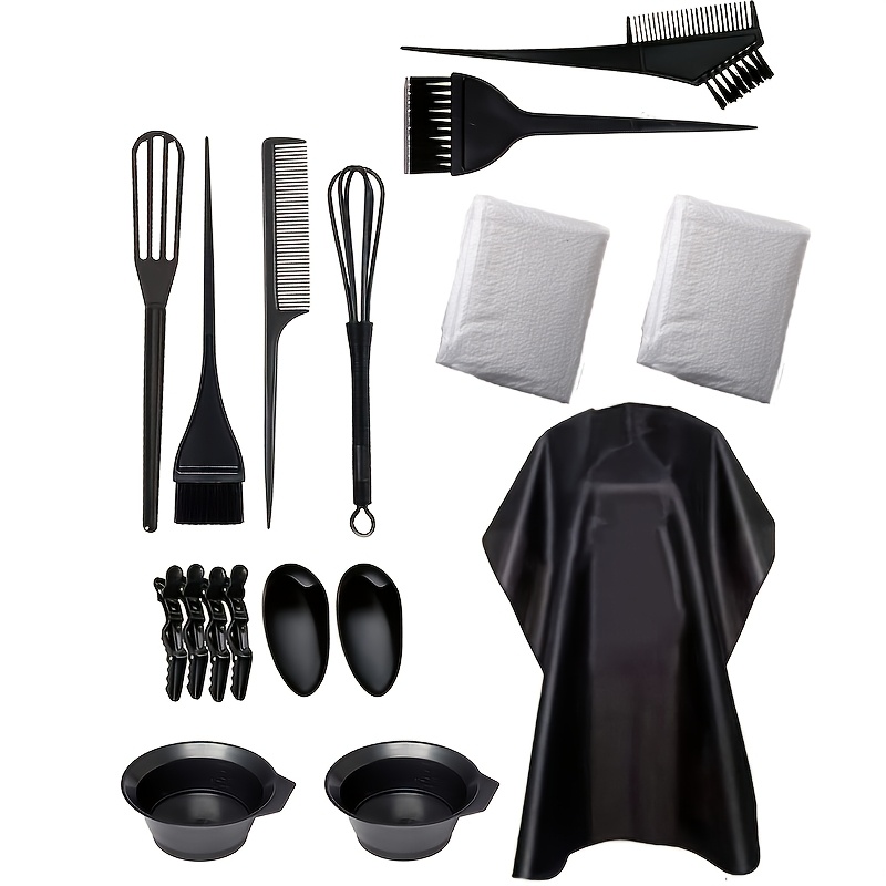 TEMU Kit d'outils de teinture capillaire 17pcs/17pcs, pinces à foulard, gants, ensemble spécial de teinture capillaire pour usage domestique