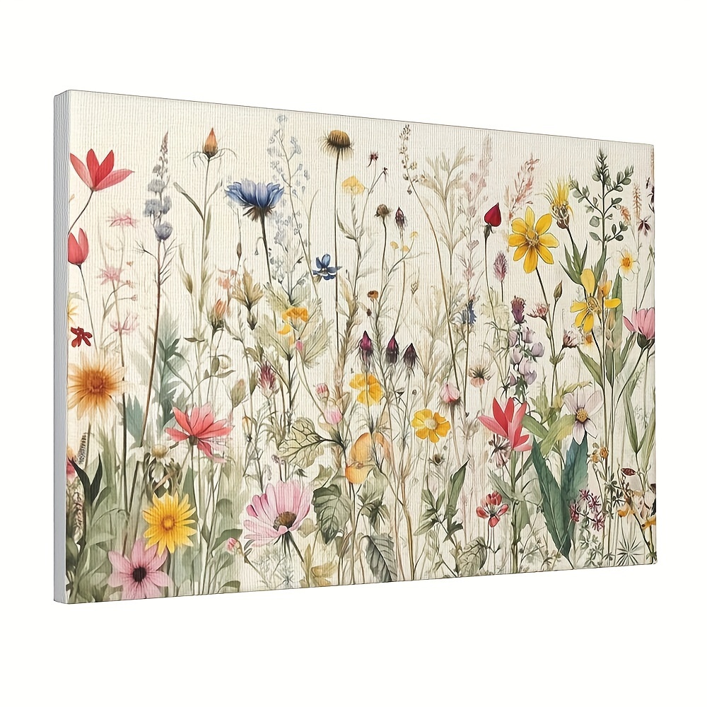 

1pc, Canvas Print Wall Art Wild Flowers Flowers Plants Prints Simple Modern Art Boho For Living Room, Bedroom, Office, Funny Creative Canvas Painting Wall Decor, Frameless, 12x18inch