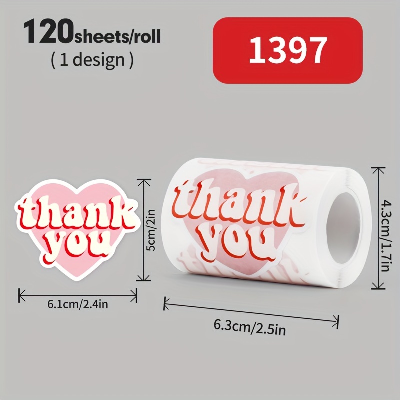 Image of 120 Sheets/roll Of Irregular Shaped Thank You Stickers, Packaging Decoration Stickers For Retailers, Boutiques, Businesses, Boxes And Envelopes
