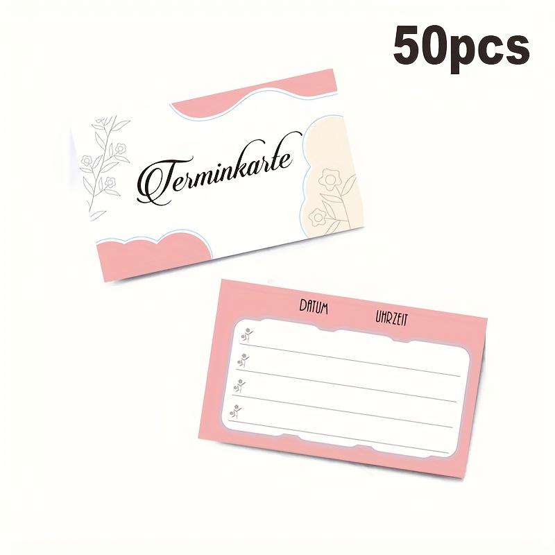 Image of 50pcs/pack, German Business Appointment Appointment Cards, Blank Appointment Cards With German Text, 3.54x2.13 Inches, Suitable For Barber Shop, , Nail Salon, Office And Appointment Cards